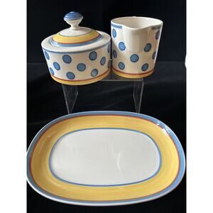 Villeroy and Boch Twist Anna Covered sugar bowl creamer and oval Plate Switch